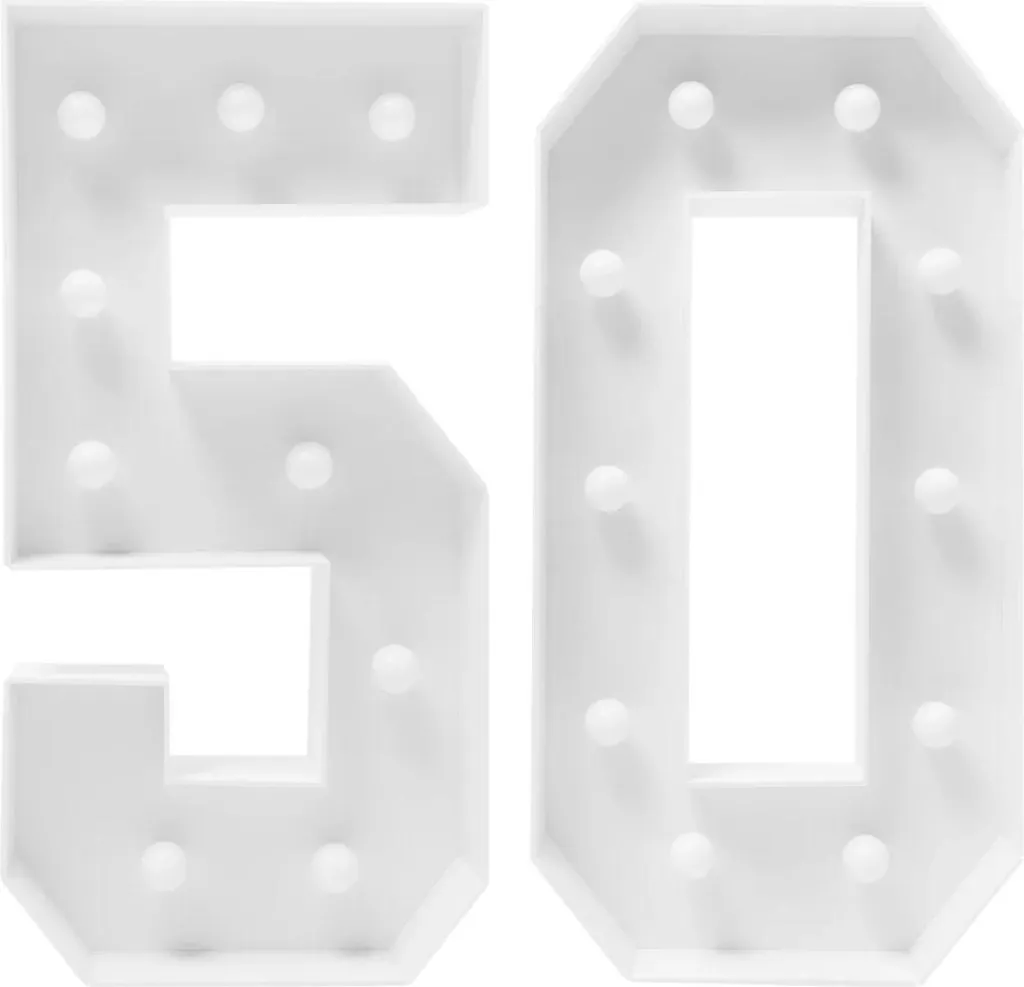 Lampada LED Numero 50 Bianco - Arredo Eventi e 50 Anniversario