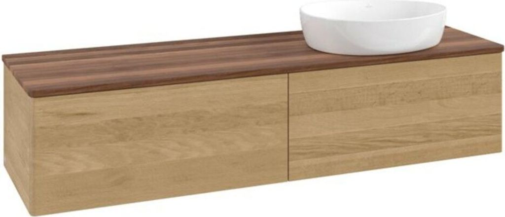 V&B Waschtischunterschrank ohne Frontstruktur -Beleuchtung Antao 160x50cm, WBP-farbe w. walnut, honey oak