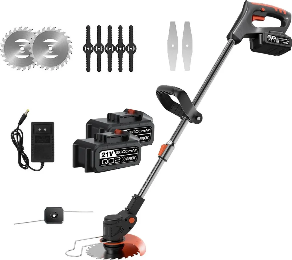 Tagliaerba a Batteria Regolabile 2 Batterie EU - Cura Prato Senza Fili