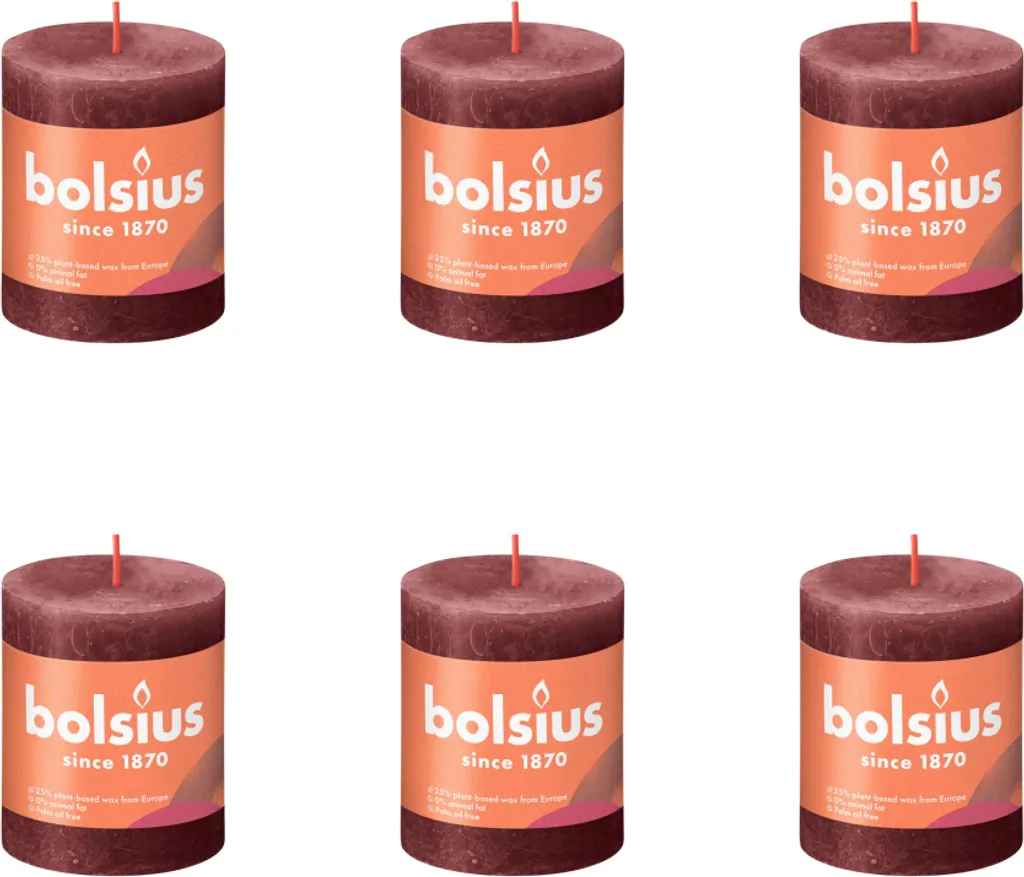 Bougie Rouge Velours Anti-Goutte 80/68 - Lot de 6 Bougies Haute Qualité