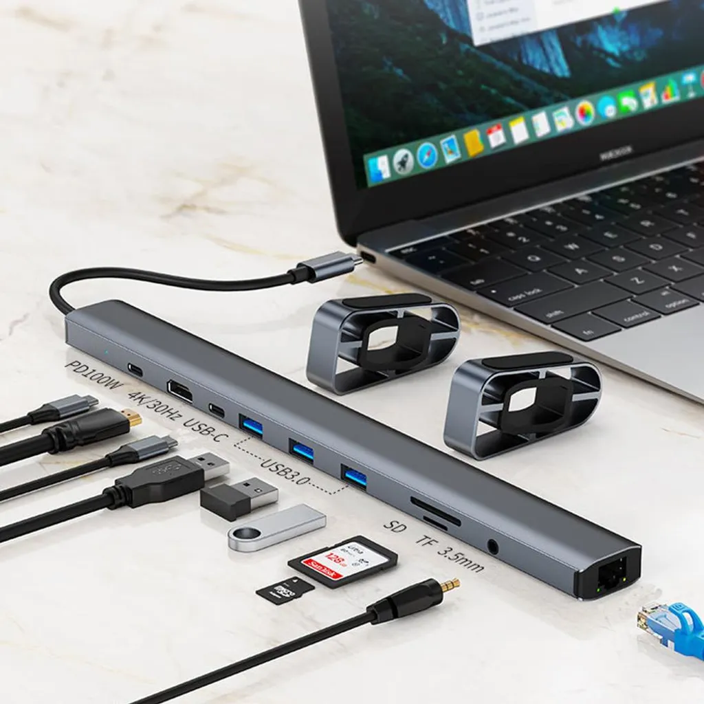 Adaptateur USB-C Multiport 10 en 1 pour MacBook et PC Portables Windows - 3