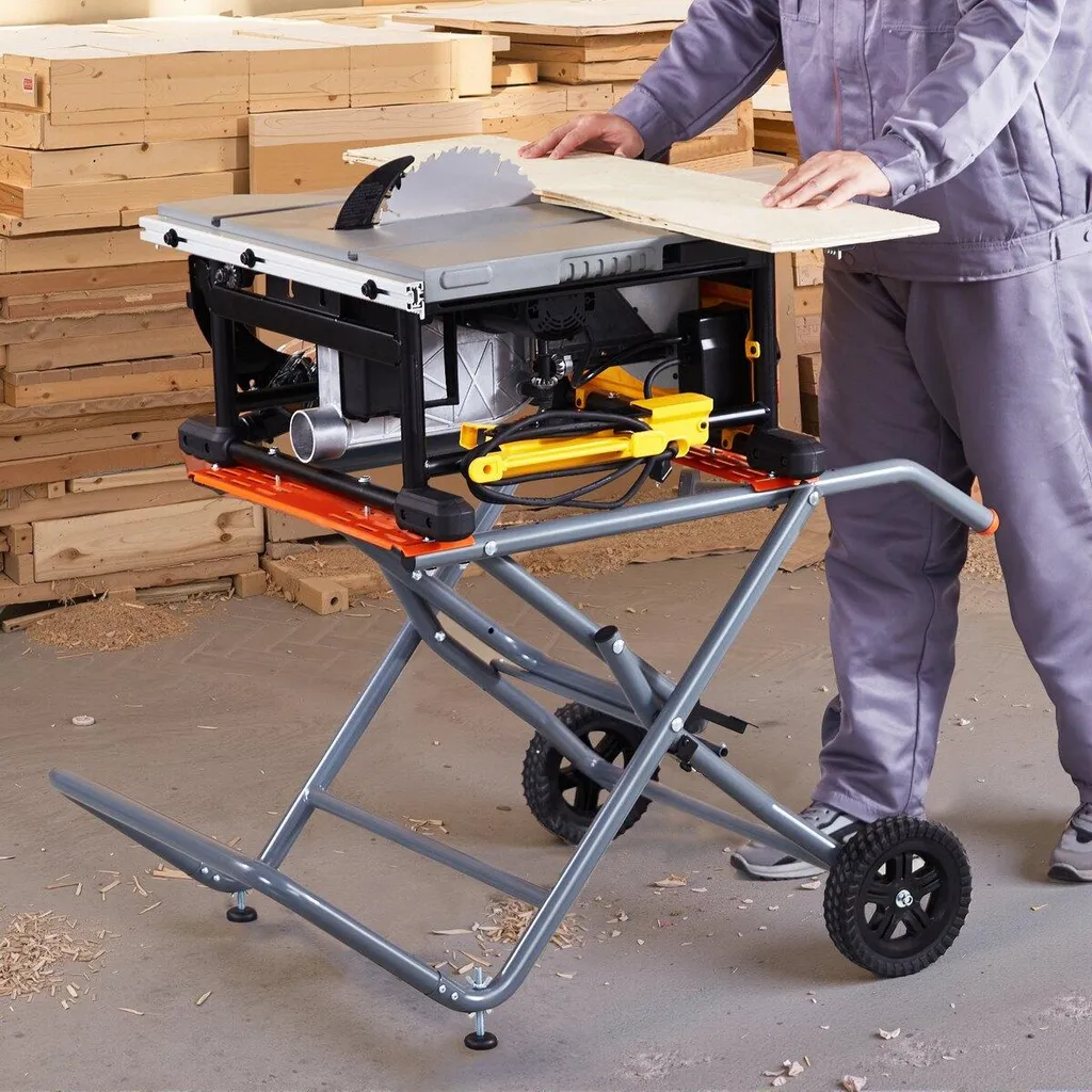 Support de scie sur table roulant charge 350 lb pliable acier - 8