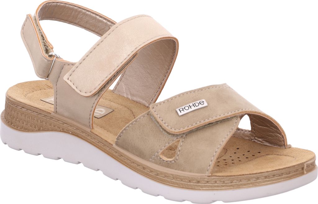 Rohde Damen Sandale gepolsterte Lederdecksohle Klettverschluss Baviera 1307, Größe:42 EU, Farbe:Beige