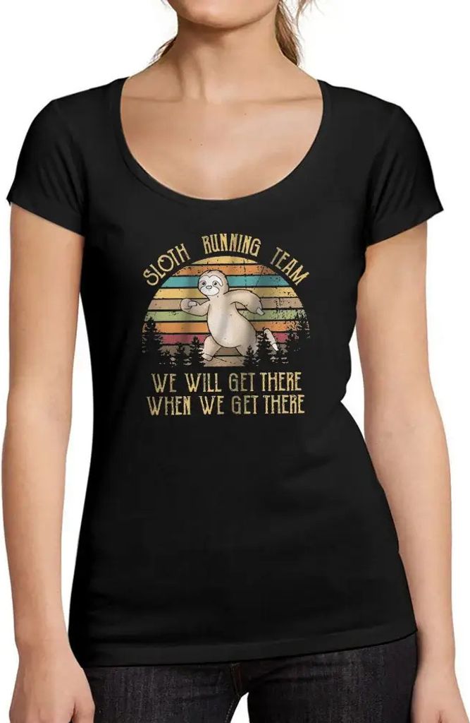 Damen Grafik T-Shirt Faultier-Laufteam – Sloth Running Team – Öko-Verantwortlich Vintage Jahrgang Kurzarm Lustige Druck Geburtstag Geschenk Frau
