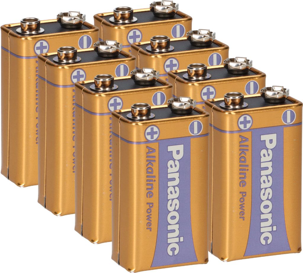 8x Panasonic 9V Block Alkaline Power 9V Batterie Blister