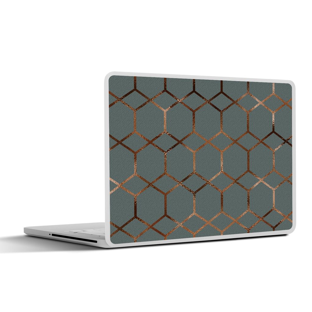 MuchoWow Laptop Aufkleber Sticker Cover Muster - Blau - Luxus - Bronze 30x22 cm - Laptop-Sticker