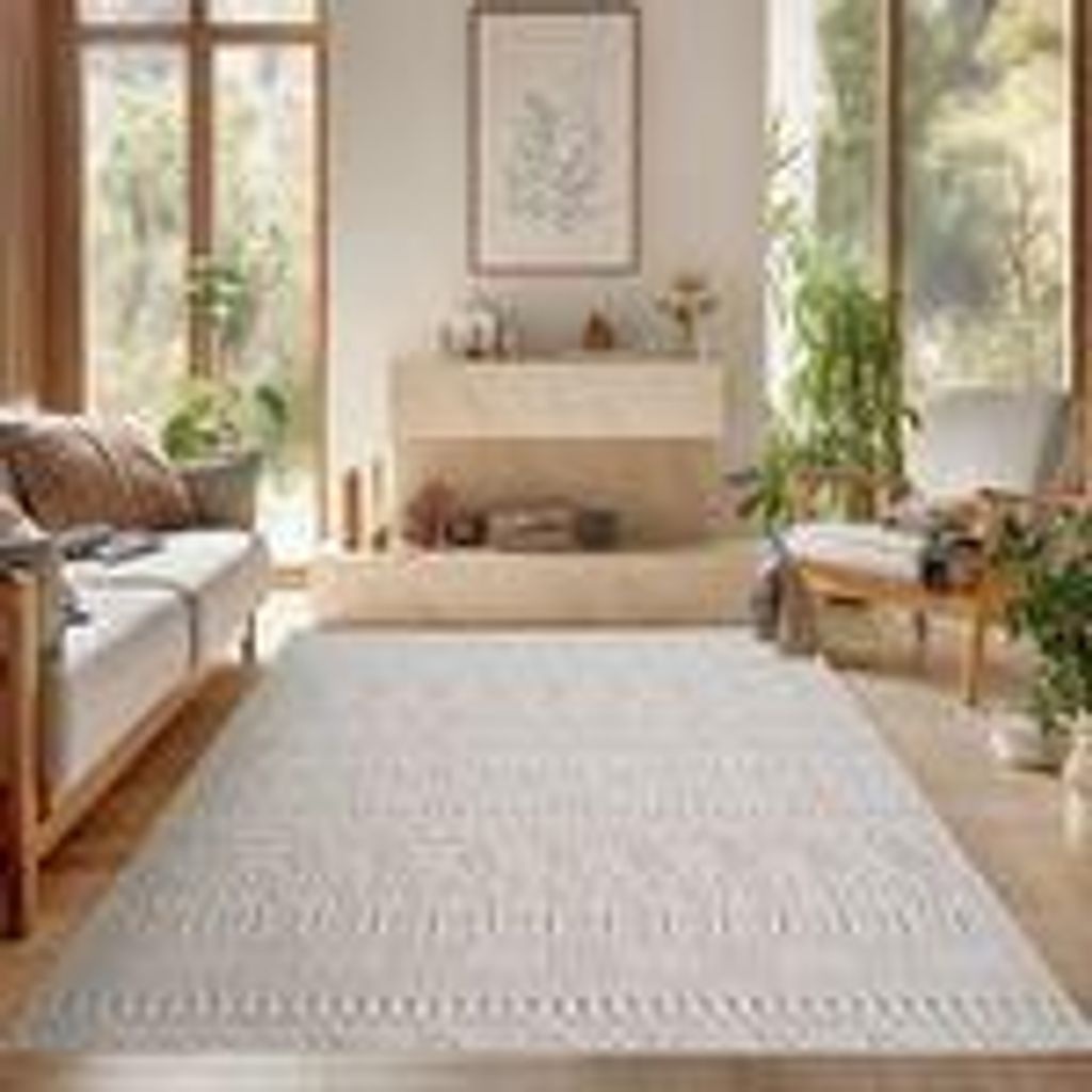 Bouclé Teppich für Wohnzimmer Schlafzimmer Büro weich pflegeleicht strapazierfähig vielseitig kombinierbar , Größe : 120 x 170 cm , Farbe : C...