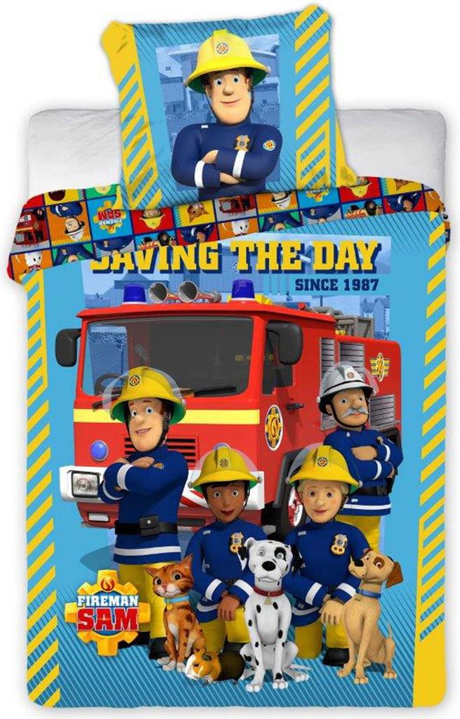 Feuerwehrmann Sam Saving the Day Kinderbettwäsche 100x135 cm, 40x60cm