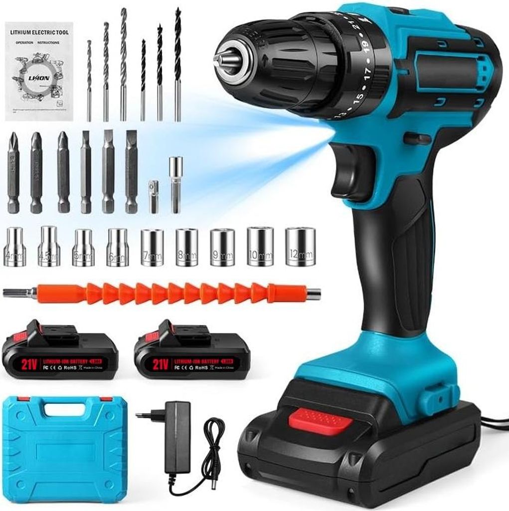 21V Akkuschrauber Set, Akku Bohrmaschine, Akku Produktbild 