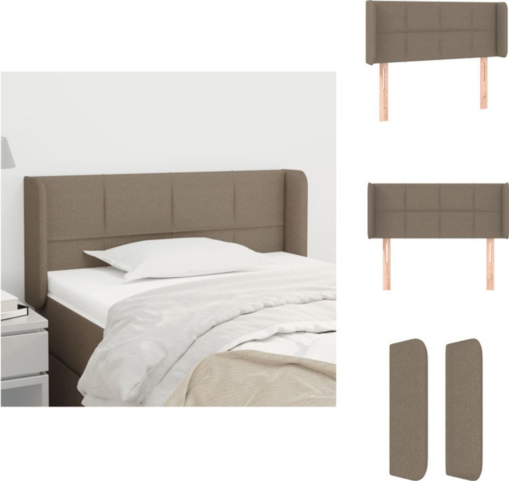 vidaXL Kopfteil mit Ohren Taupe 93x16x78/88 cm Stoff - Kopf- & Fußenden