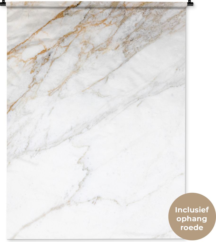 MuchoWow Wandteppich Wandbehang Marmor - Stein - Weiß - Gold - Marmoroptik - Stein - Luxus 120x160 cm Tapisserie Dekoration Wandtuch - Wohnzimme...