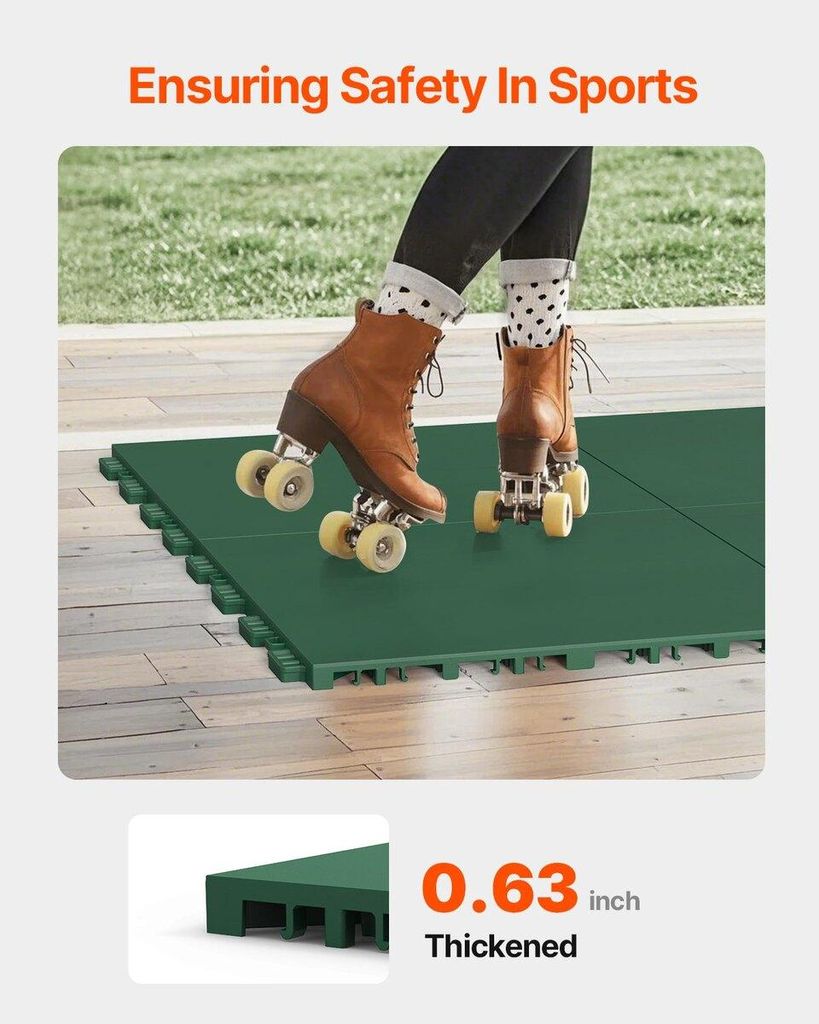 Gym Flooring Set 8 PCS Interlocking PP Puzzle Tiles Green