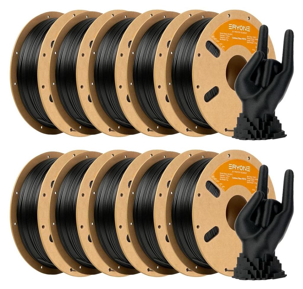 PETG Carbonfaser Filament - 3D-Drucker Filament 1,75 mm - Hohe Festigkeit - ±0,03 mm Toleranz - 15 % Carbonfaser - Für FDM 3D-Drucker - 10 kg Spu...