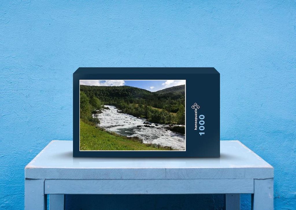 hansepuzzle 72469 - Wasserfall Puzzle, 1000 Teile, Natur, 60,0 x 46,0cm mit hochwertiger Aufbewahrung, Kartonbox und wiederverschließbarem Beutel