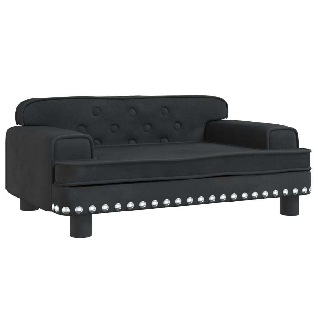 Letto per cani in velluto nero 70x45x30 cm Immagine del prodotto 