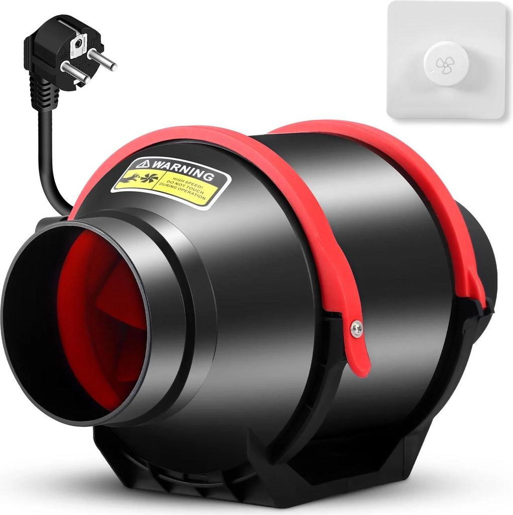 Rohrventilator - Inline-Rohrventilator 100 mm - 310 m³/h - Drehzahl regelbar - Für Growzelte, Bad, Küche - 220 V EU - Schwarz