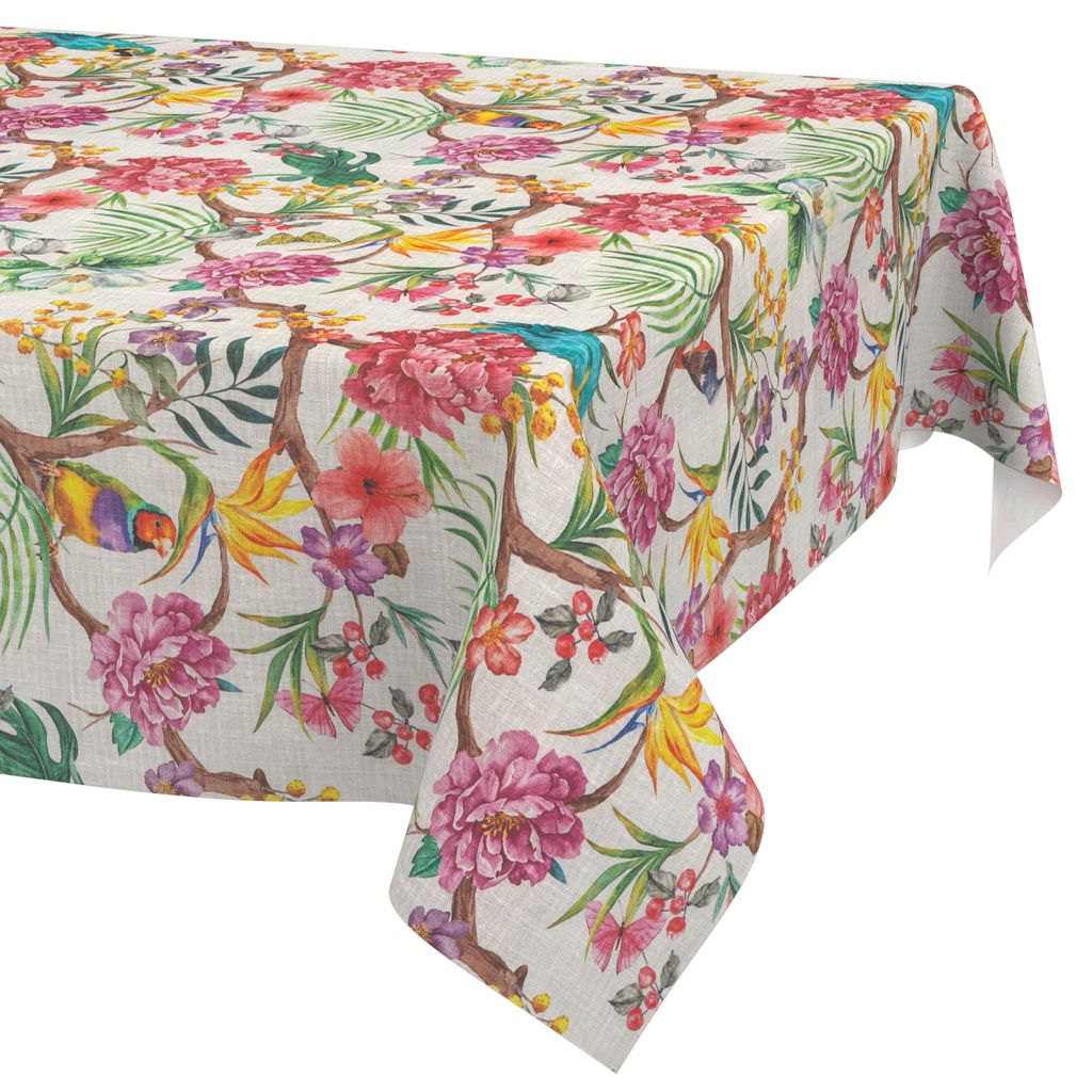 Stofftischdecke 140x500cm Bunt Bilbao Stoff Premium Tropisch Papagei wasserabweisend pflegeleicht