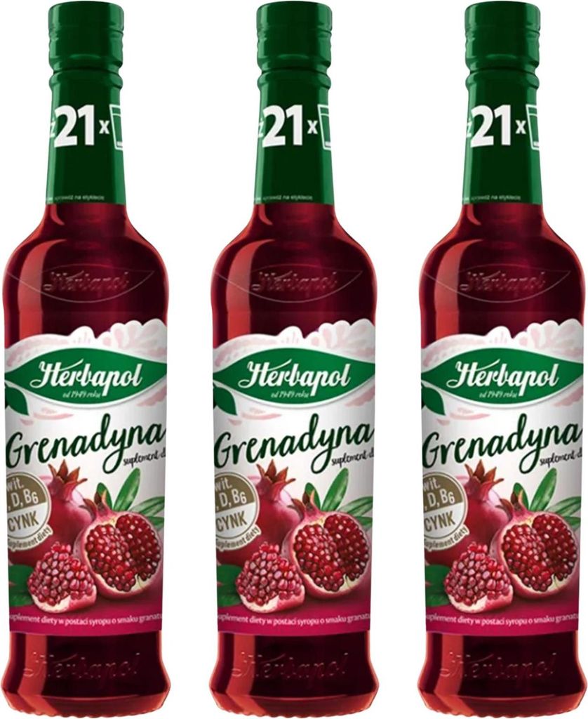 Herbapol Grenadine Sirup 3x 410ml - Granatapfelsirup für Produktbild 