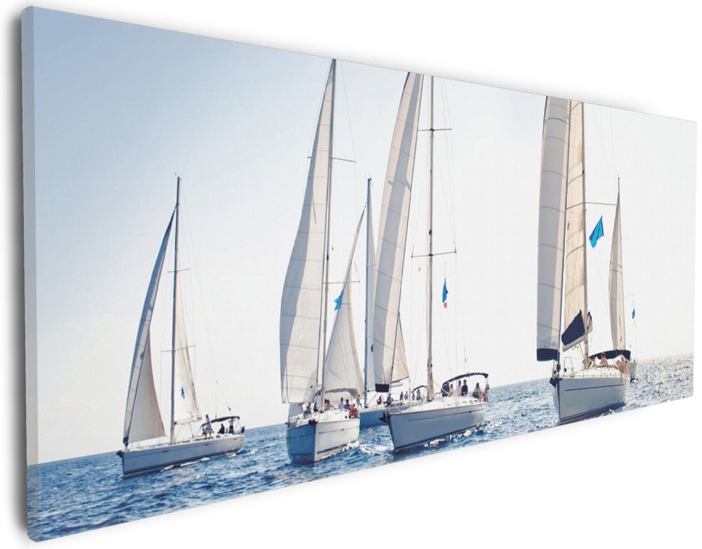 Wallario Premium Leinwandbild Segelschiff auf dem Meer in Größe 30 x 75 cm
