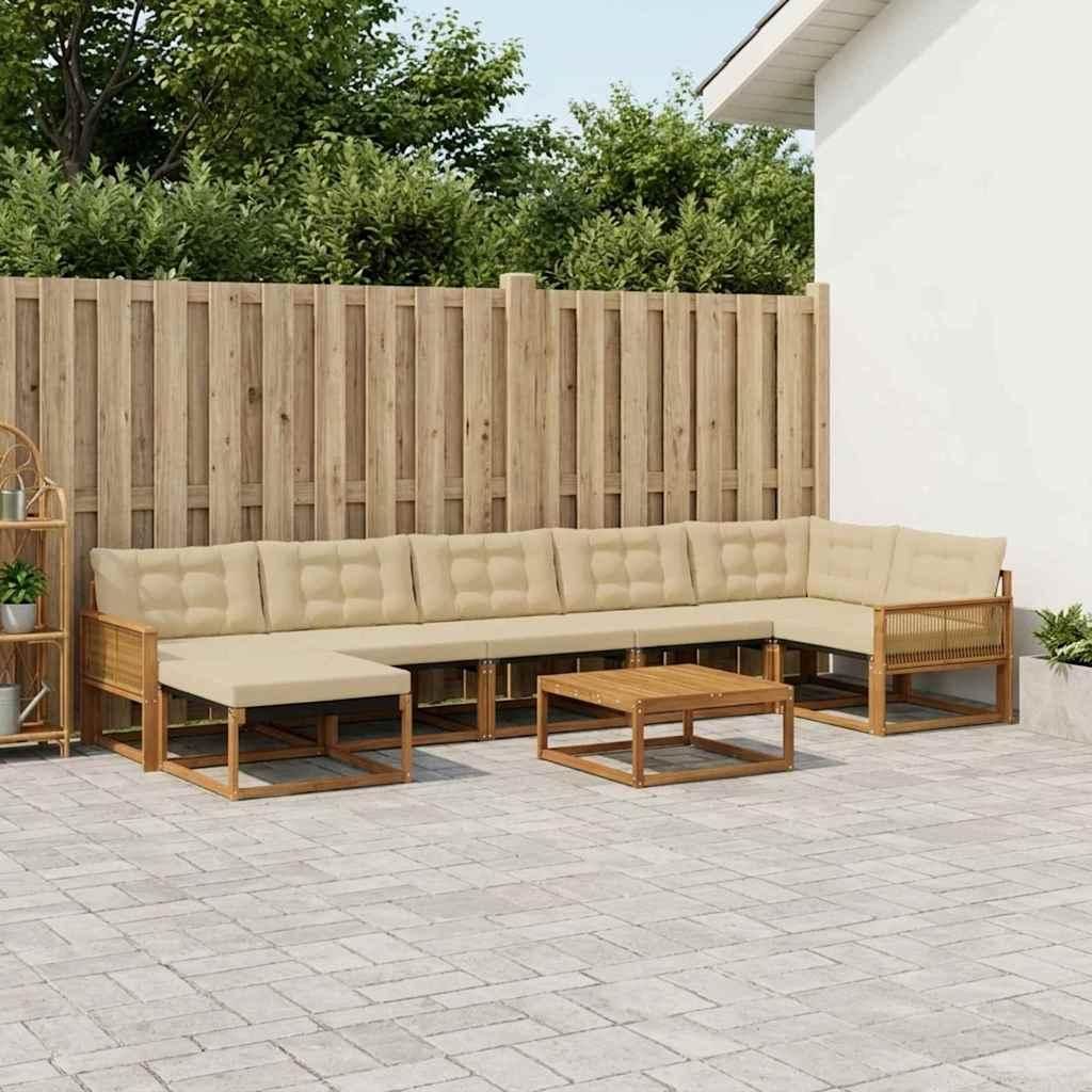 Möbel Outdoor-Sofagarnitur 8 pcs Natur und Beige Massivholz AkazieGartensofas - Gartensofas c401