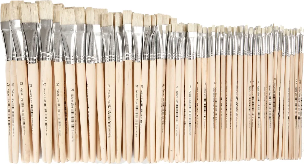 Brosses en bois No. 00-22 à manche court - Lot de 120 pinceaux d'art