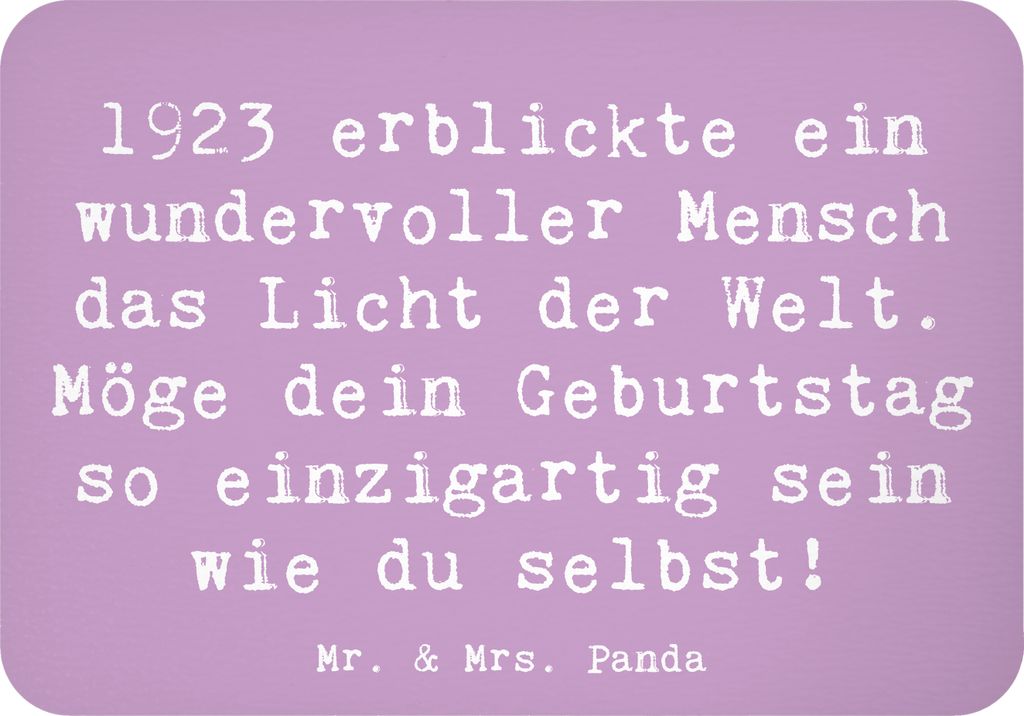 Mr. & Mrs. Panda magnet Spruch 1923 Geburtstag - Lavendeltraum - Geschenk, Meilenstein, Glückwunsch, einzigartig, besondere Momente feiern, whiteb...