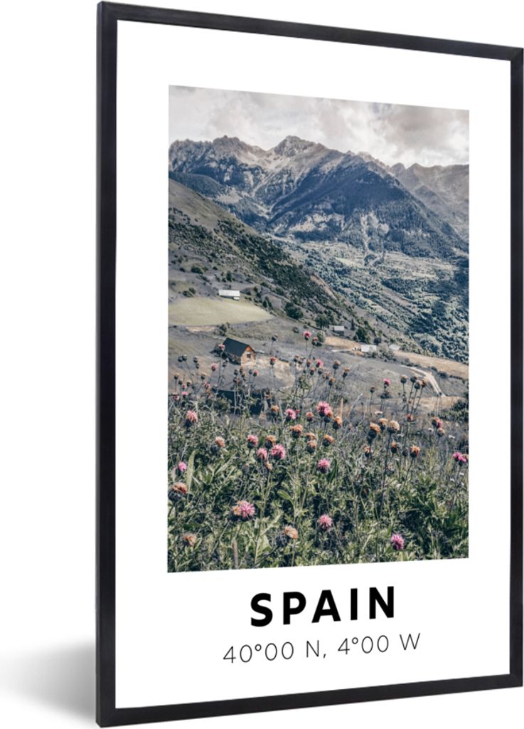 MuchoWow Gerahmtes Poster Spanien - Blumen - Berge 20x30 cm - Poster mit Schwarzem Bilderrahmen Wandposter Rahmen Foto Bilder - Drucken - Bilder ...