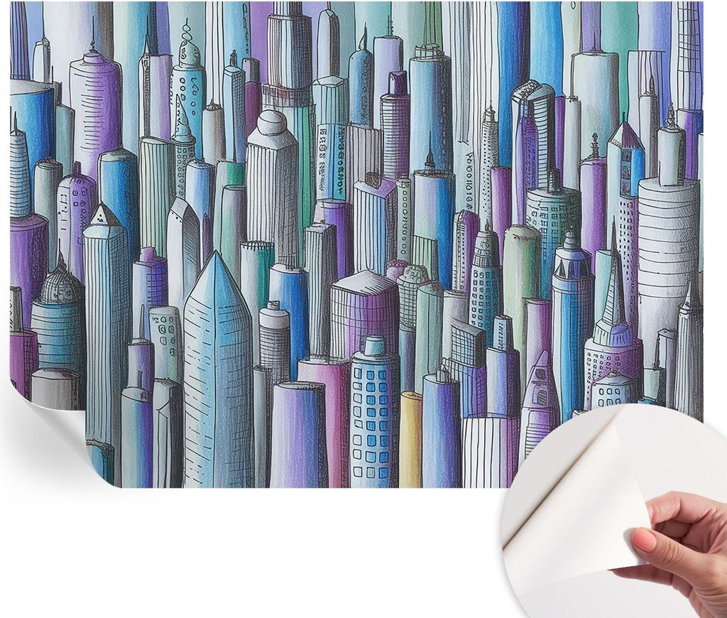 Selbstklebende Wandtapete - Dekorative Tapete für Wohnzimmer - Klebefolie für Wandbilder - Tapetenfolie für Wanddekoration - 208x146 cm - Wolken...