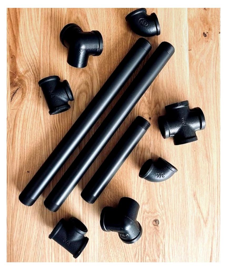 Temperguss Flansch Rund für Möbel Kleiderstange im Industrial Design 3/4 Zoll Wasserrohr Schwarz