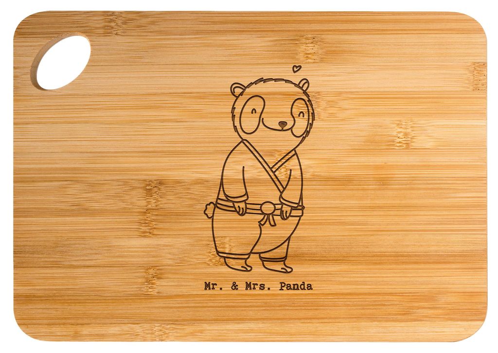 Mr. & Mrs. Panda Schneidebrett Panda Jiu Jitsu - Transparent - Geschenk, Japanische Kampfkunst, Hackbrett, Frühstücksbrettchen, Holzbrett, jausen...