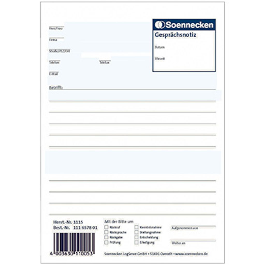 Soennecken Gesprächsnotiz 1115 DIN A5 50Blatt weiß