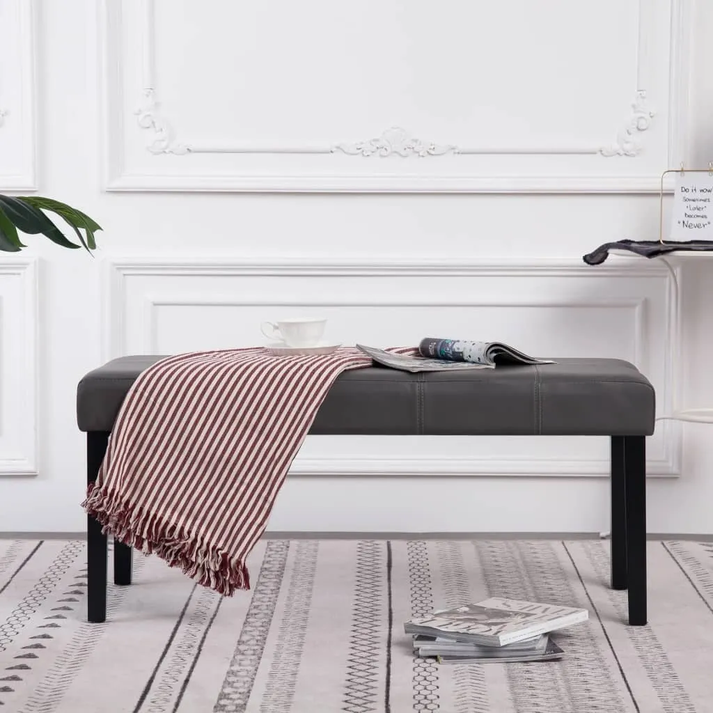 Banc Gris 106 cm en Similicuir Anti-Tache pour Assise Gain de Place