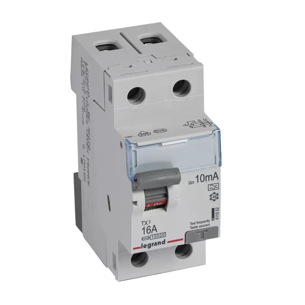 Interrupteur différentiel 10mA 16A Legrand TX3 - Sécuriser zone humide 2P