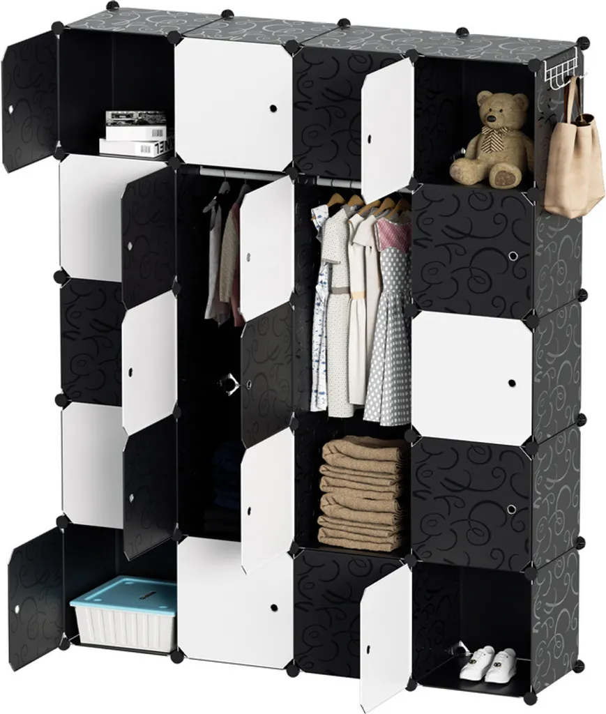 Armadio per Bambini e Casa Aopunly: Scaffale 20 Cubi Impermeabile Bianco
