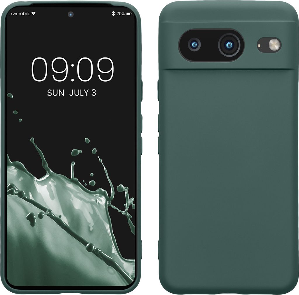 kwmobile Slim Case kompatibel mit Google Pixel 8 Hülle - Handyhülle aus Silikon in Tannengrün