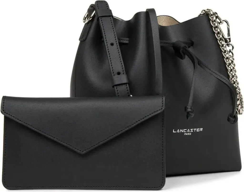 Petit Sac Bourse Lancaster Element City Noir en Cuir Grainé Chic