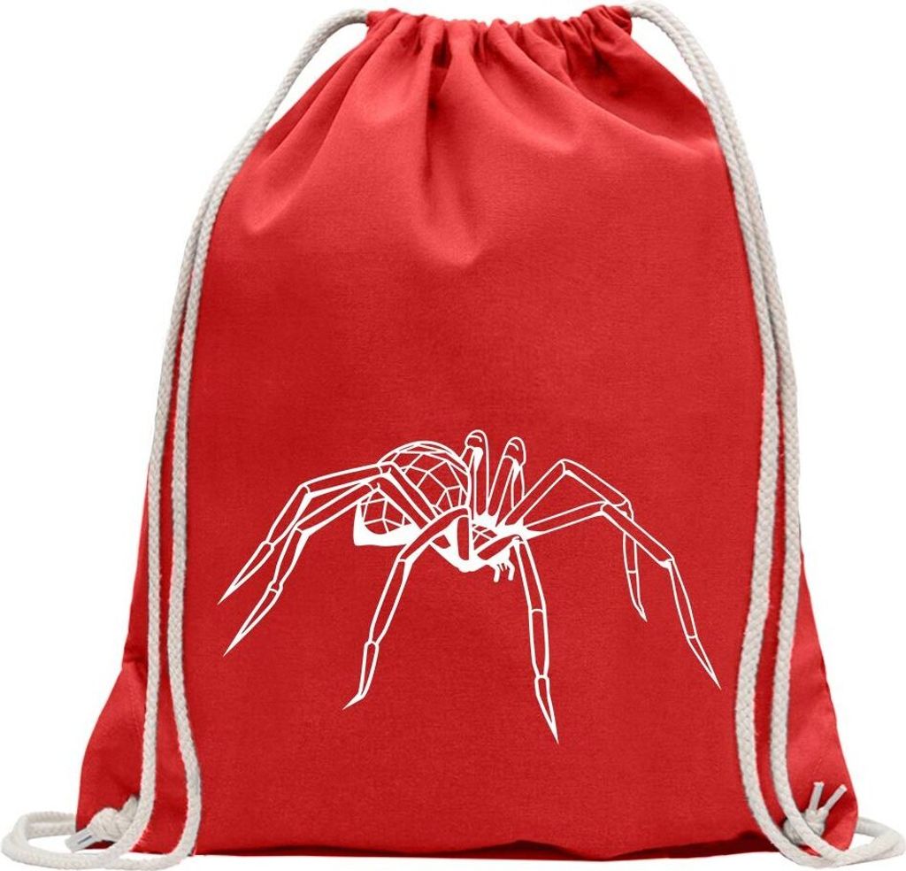 Kiwistar - Turnbeutel - rot - Polygon Spinne Figur Tier Art - Fun Rucksack Sport Beutel Gymsack Baumwolle mit Ziehgurt