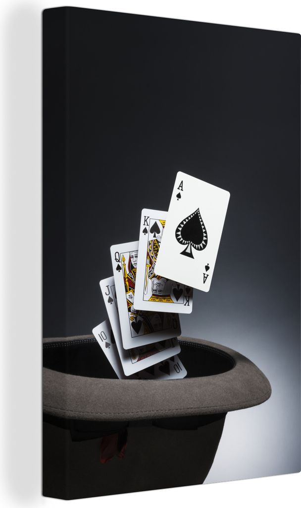 OneMillionCanvasses - Leinwandbilder - 90x140 cm, Royal Straight Flush aus dem Hut gezaubert, Wandbilder Kunstdruck Wanddekoration - Wandschmucke...
