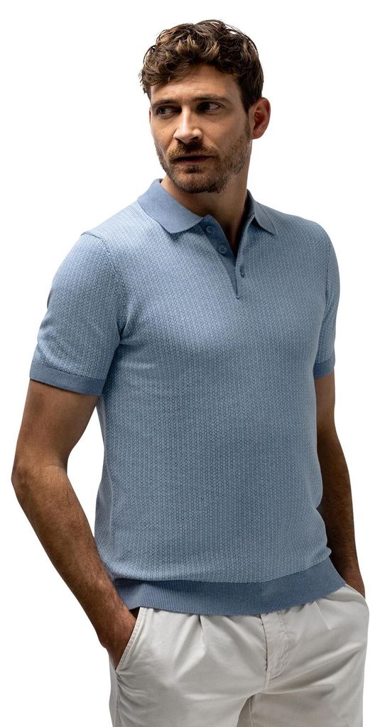 Blaues Polo State of Art Print normale Passform