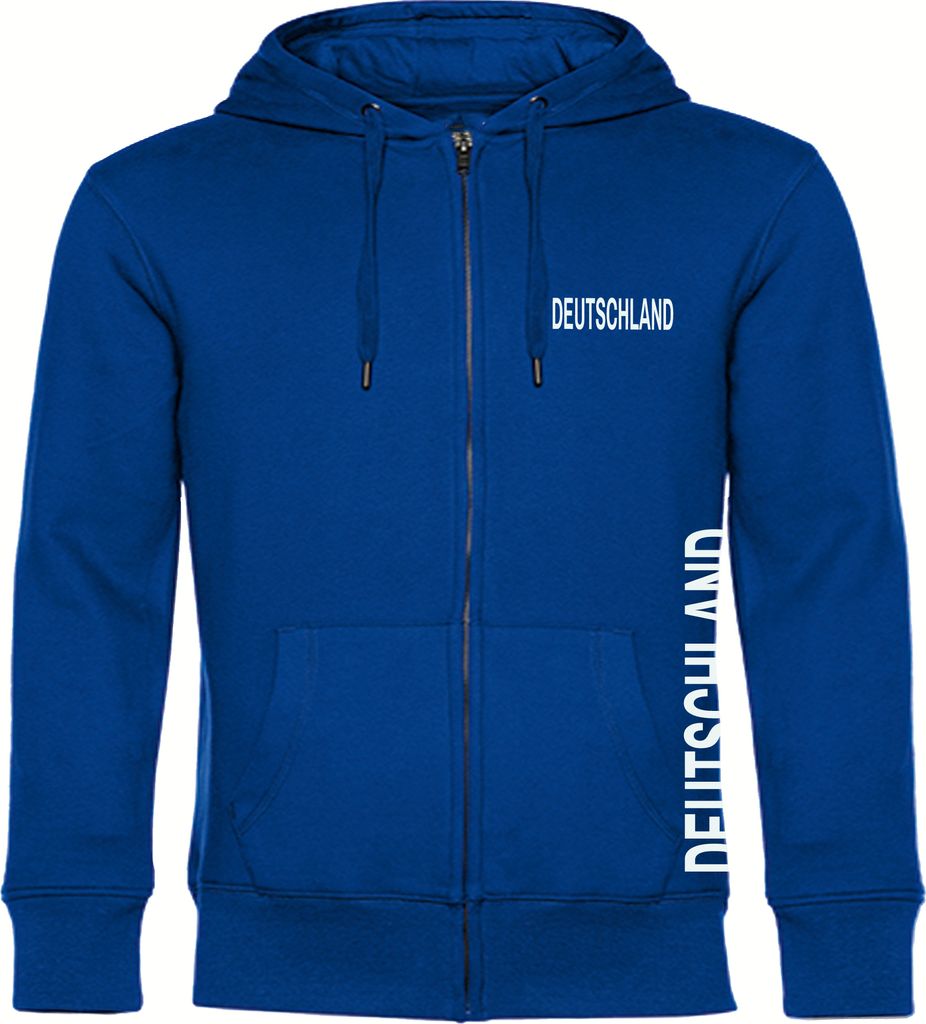 multifanshop Kapuzen Sweatshirt Jacke - Deutschland - Brust & Seite, blau, Größe XL