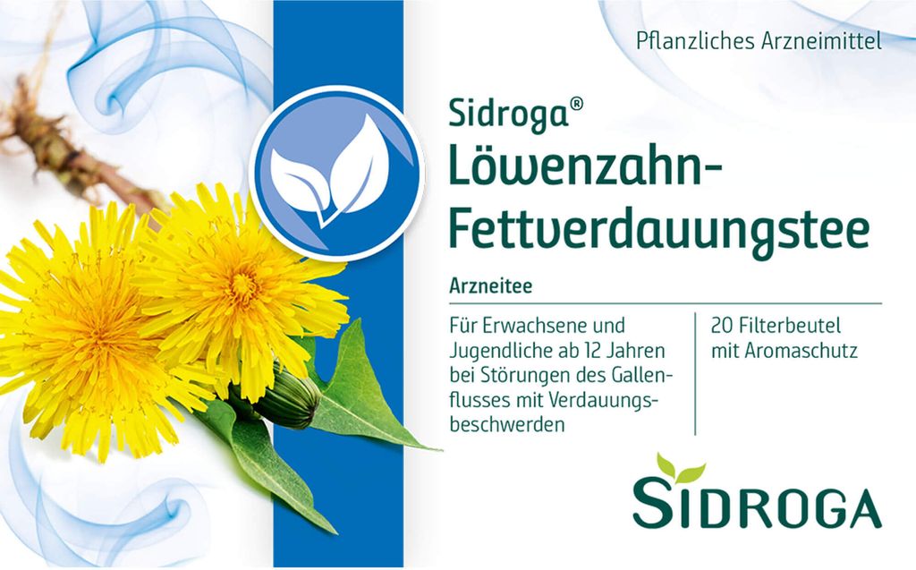 Sidroga Löwenzahn-Fettverdauungstee für den Gallenfluss, 20 St. Filterbeutel