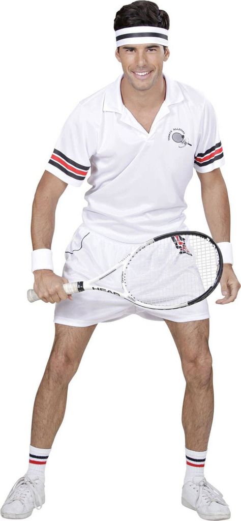 Kostüm Tennisspieler – T-Shirt, Hose & Schweißband für Karneval & Mottoparty XL