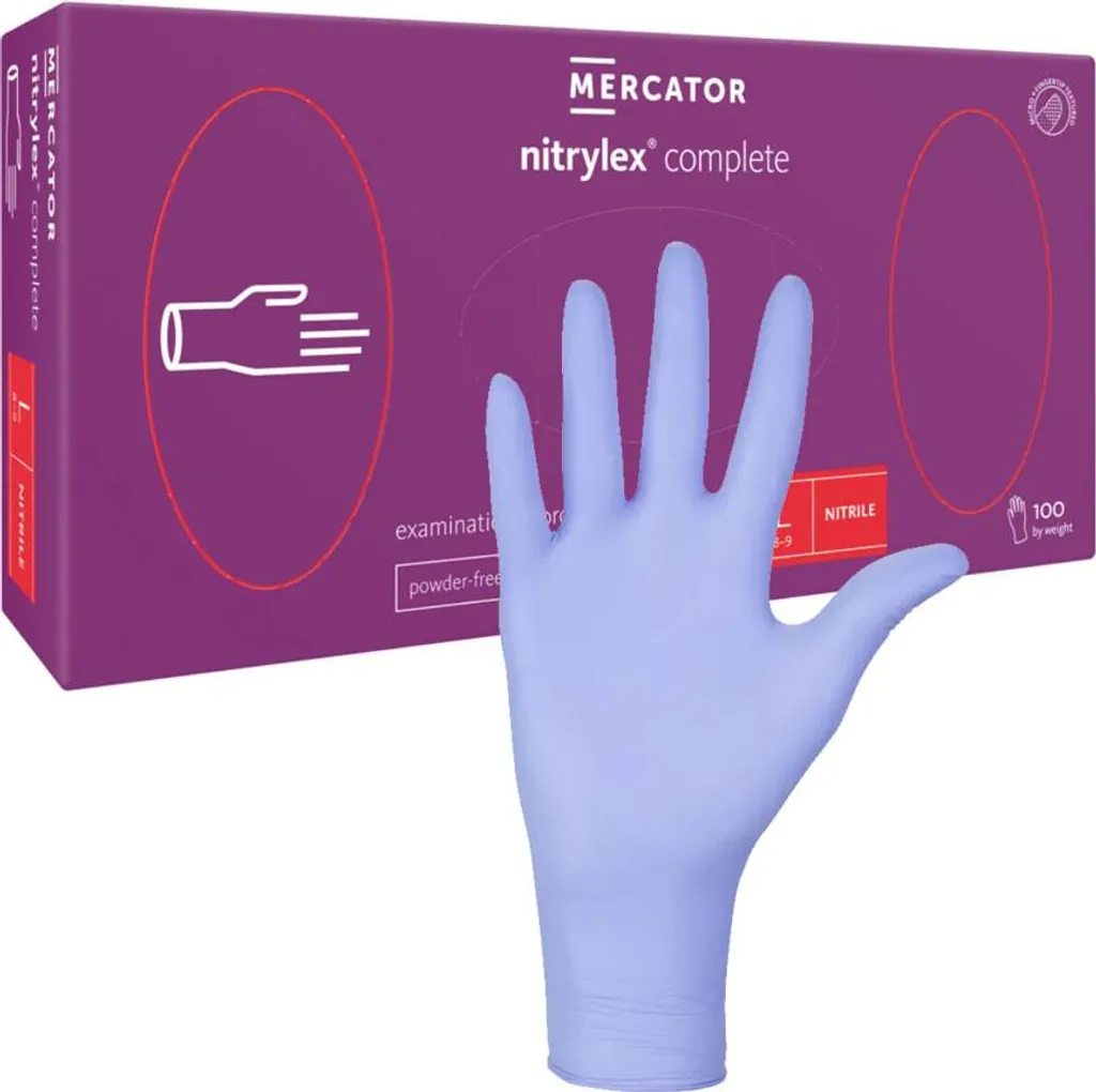 Guanti Medicali Nitrile Viola Mercator - Nitrylex Complete Taglia L