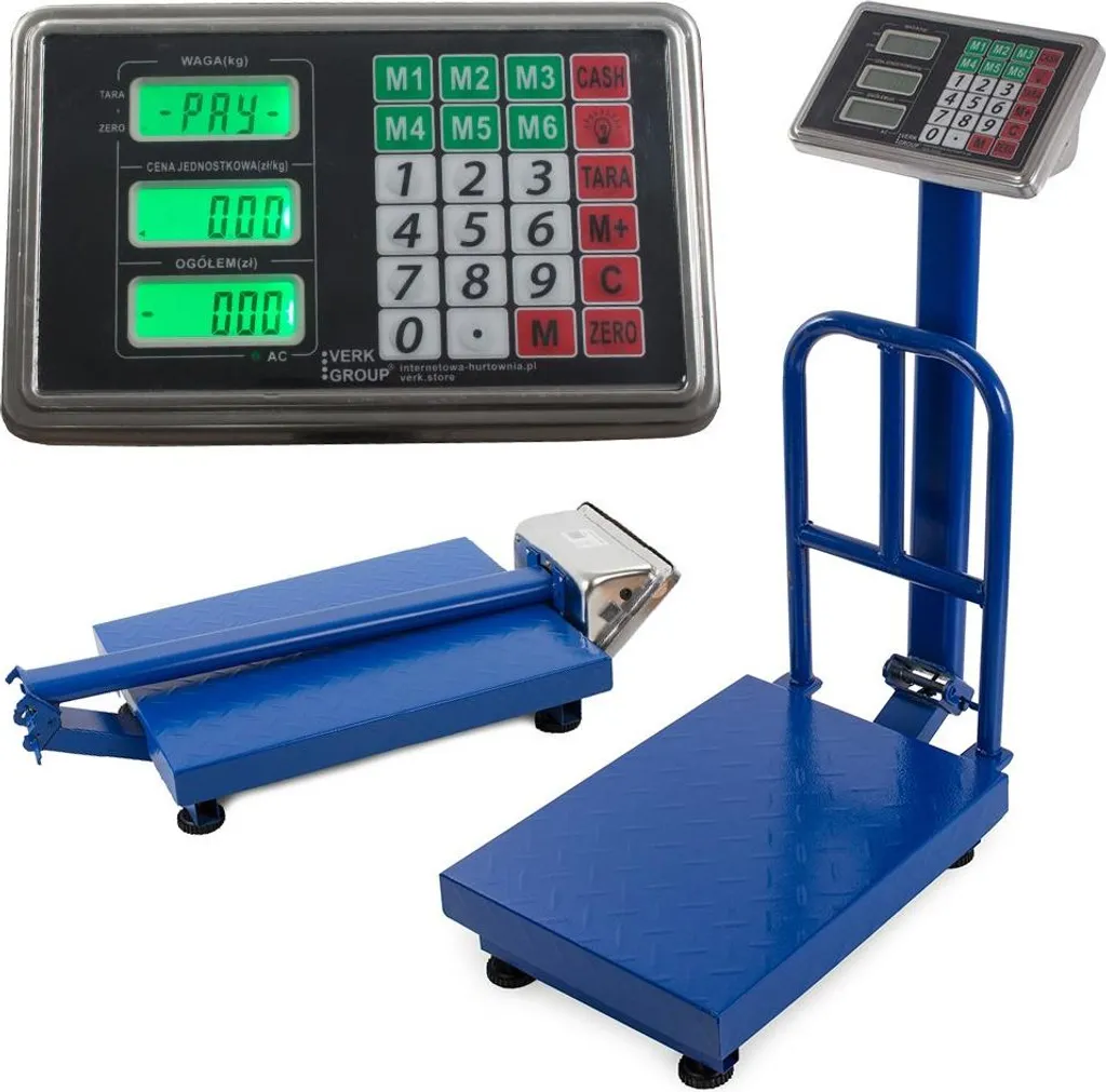 Balance de plateforme industrielle pliante 300kg pèse-colis précis bleu