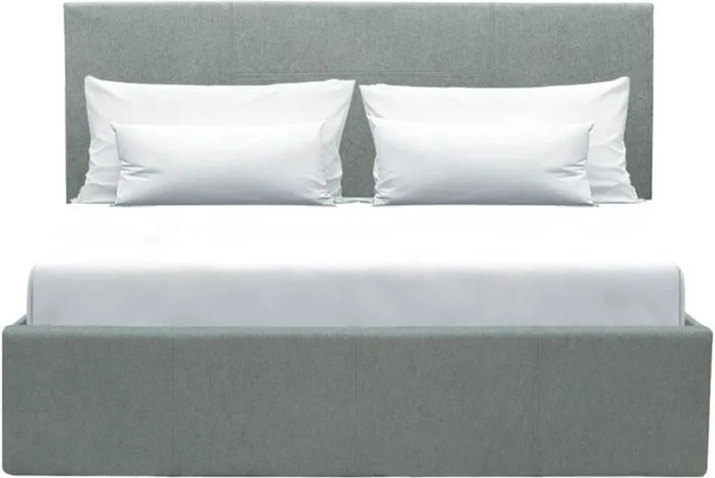 Lit MARTIN 140x190 : Solution Gain de Place et Confort en Gris Clair