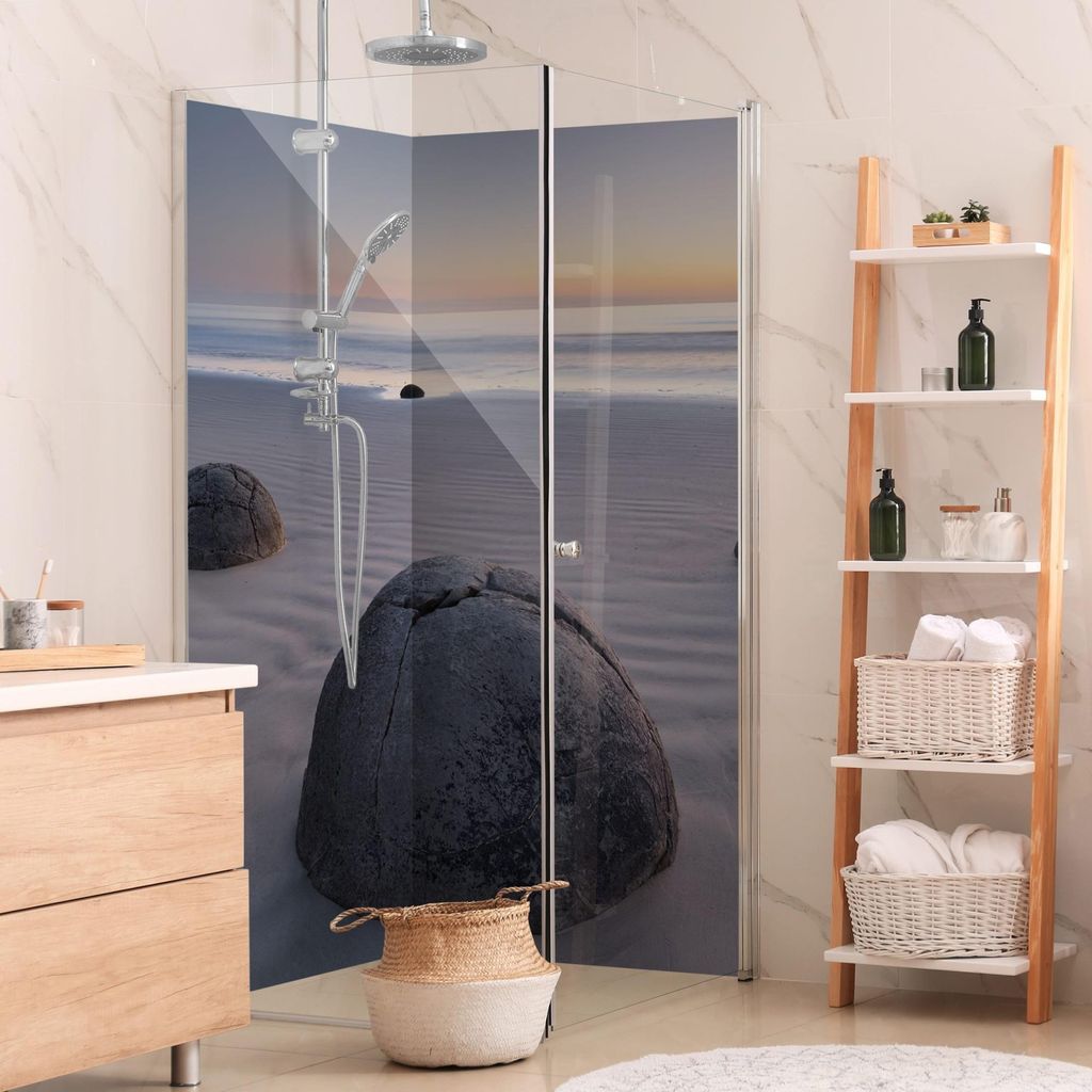 Duschrückwand Natur selbstklebend - 0.61 mm Wandpaneel wasserfest Design grau Motiv Badrückwand fugenlos Premium matt 110x200 cm