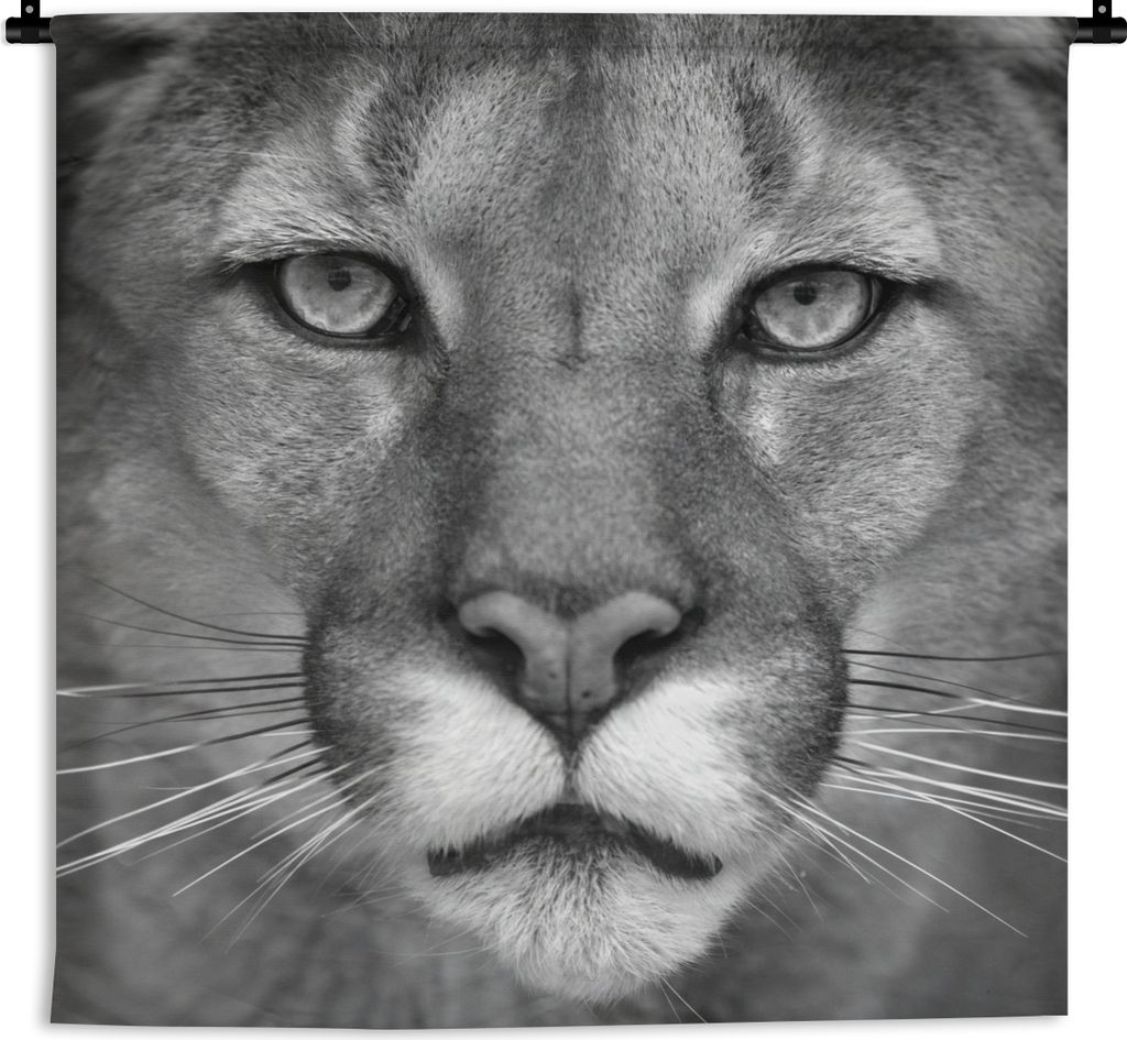 MuchoWow Wandteppich Wandbehang Panther - Wildlife - Schwarz - Weiß 120x120 cm Tapisserie Dekoration Wandtuch - Modern - Baumwollgewebe