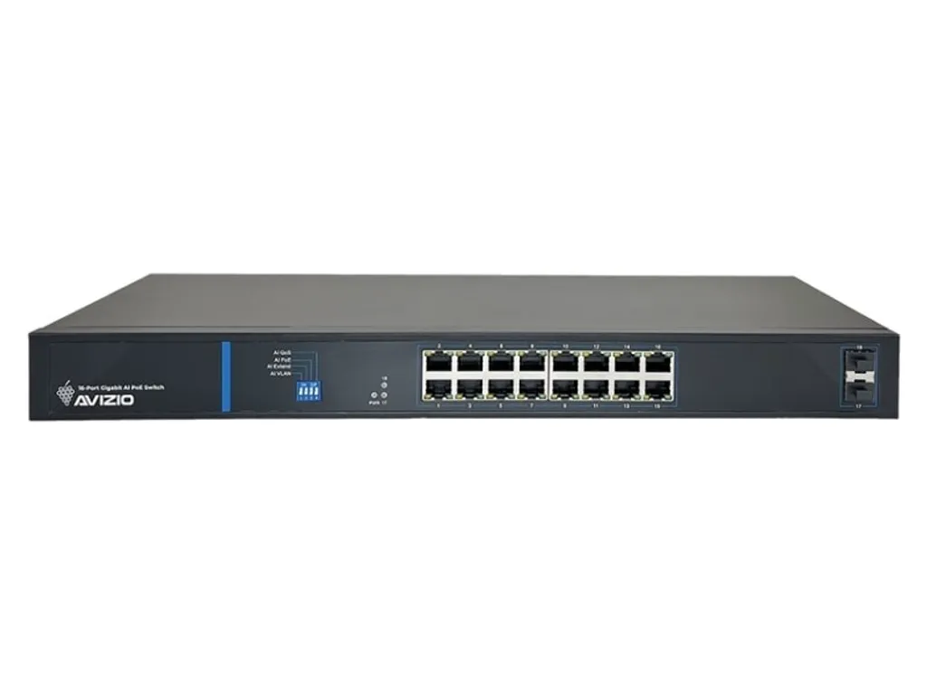 Switch Ethernet PoE 16 Ports Giga avec 2 SFP pour Baie Informatique