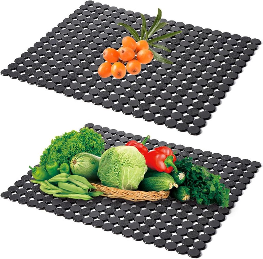 schwarze PVC-Spülbeckenmatten 40×30 cm, zuschneidbar, kratzfest, für Besteck/Küche.