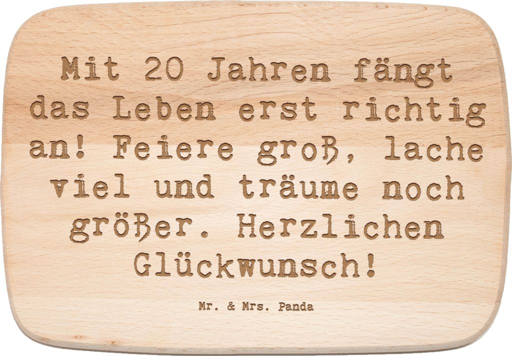 Mr. & Mrs. Panda Schneidebrett Holz Spruch 20. Geburtstag - Transparent - Geschenk, Holzbrett, schneidbrett, unvergesslich, Frühstücksbrettchen, ...